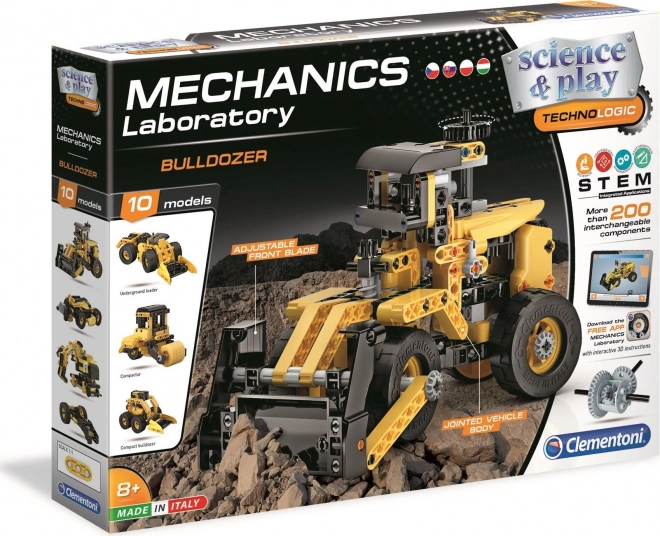 Clementoni Laboratoire de mécanique Bulldozer 10-en-1 – kit de construction éducatif STEM