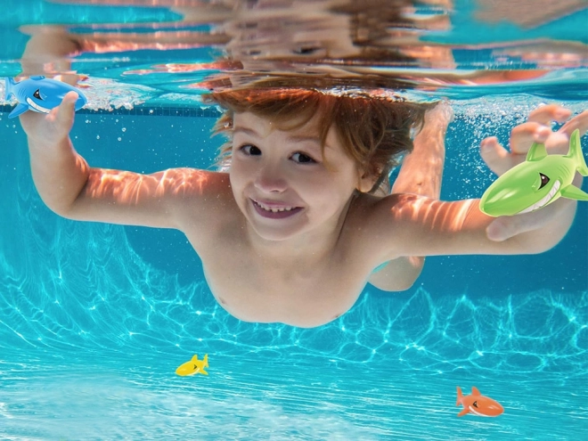 Set van 4 gekleurde haaien voor duiktraining voor kinderen
