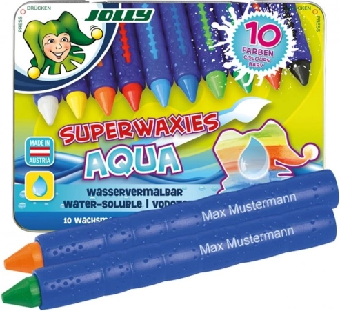 Unzerbrechliche Wachsmalstifte AQUA in Metallbox