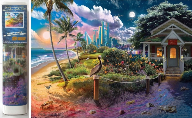NORIMPEX Diamantschilderij Strandhuis 30x40cm