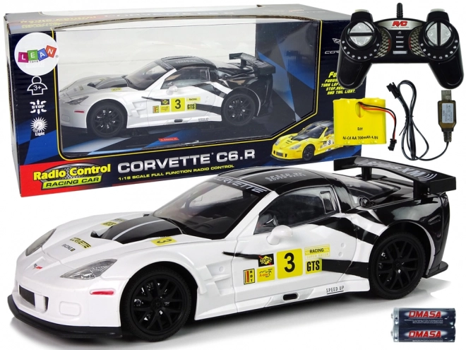 Racesportwagen R/C 1:18 Corvette C6.R Wit 2.4 G Lichten