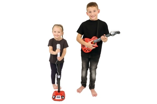 Elektrische Gitaar ROCK STAR plastic 58cm op batterijen met geluid, licht in doos 24x62x5,5cm