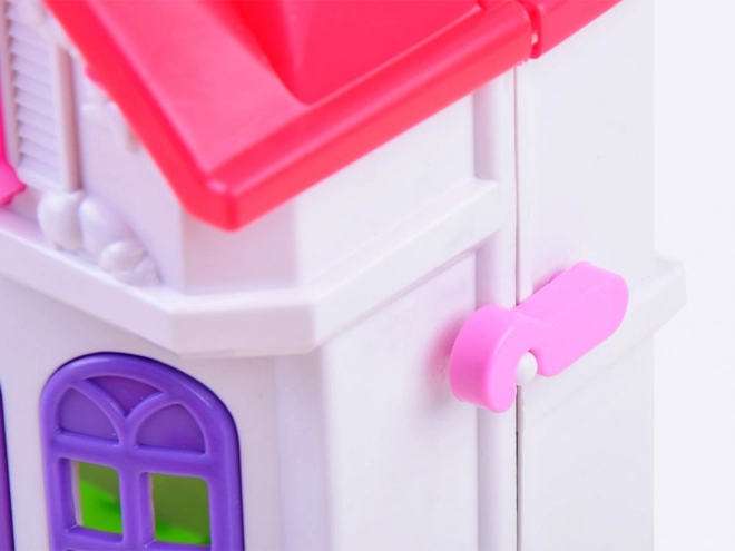 Opvouwbaar familiehuis met meubels en poppen