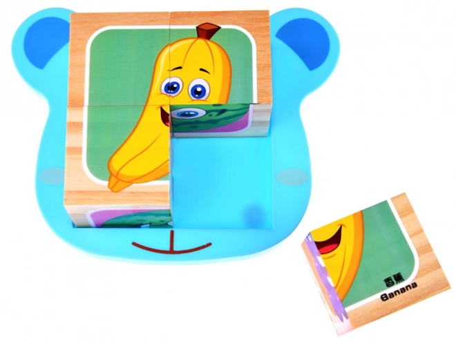 Houten blokken fruitpuzzel