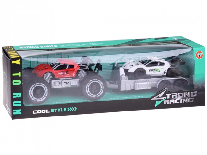 Voiture tout-terrain avec remorque et voiture de sport