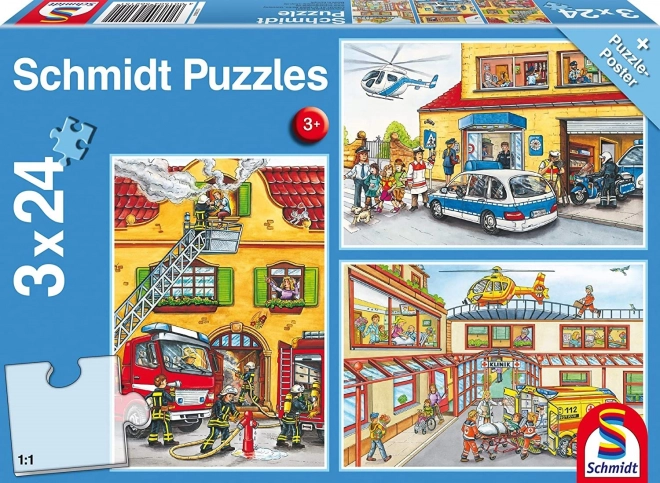 Puzzel politie, brandweer en reddingsdiensten 3x24 stukjes