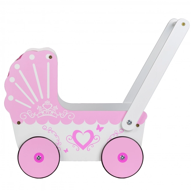 EcoToys Houten kinderwagen voor poppen Pink Heart
