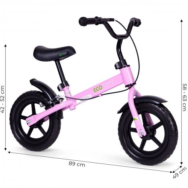 Ecotoys Vélo d'équilibre enfant avec frein roues EVA rose