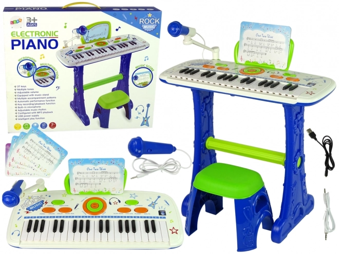 Elektrische piano toetsenbord voor kinderen Blue USB noten