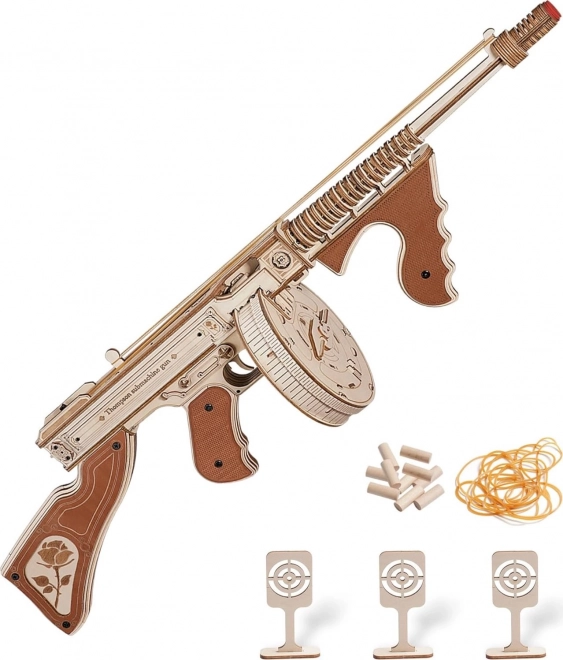 RoboTime 3D Houten mechanische puzzel Thompson Mitrailleur