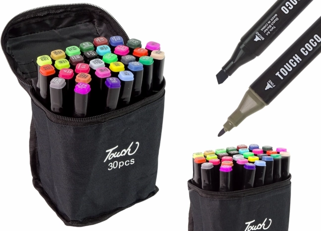 Set de 30 marqueurs à alcool Touch avec étui