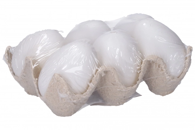 Decoratief wit kunststof eitje 6 cm, 6 stuks