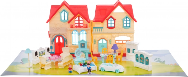 Aufklappbare Villa mit Figuren, Lichtern und Sounds für Kinder ab 3 Jahren