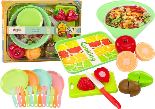 Obst-Schneideset Salatbesteck Servierplatte 25-tlg.