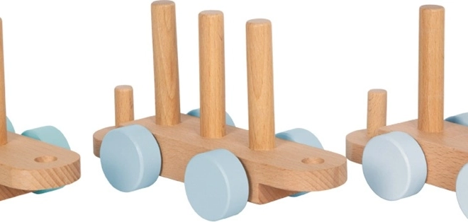 Small Foot houten stapeltrein blauw