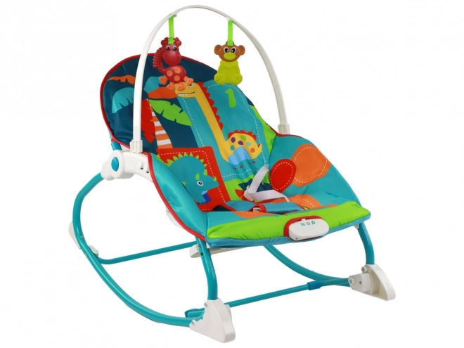 Kinder schommelstoel 2-in-1 met vibraties en dinosaurusthema's