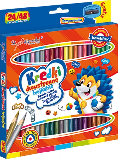 Bambino dubbelzijdige kleurpotloden 24/48 kleuren met puntenslijper