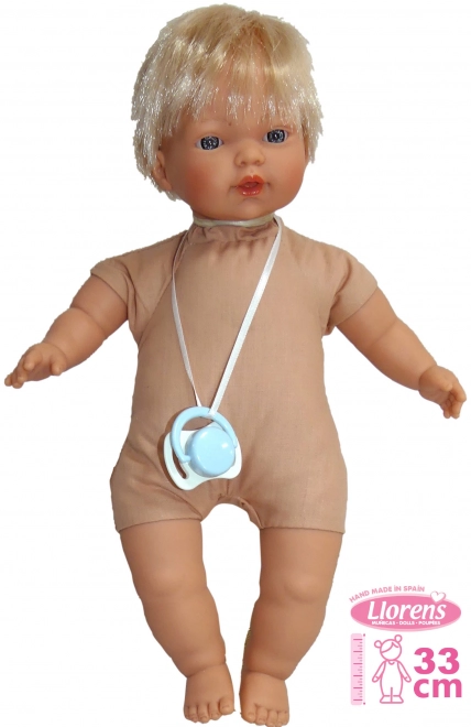 Realistische Puppe Llorens Roberto mit Geräuschen und weichem Körper 33 cm
