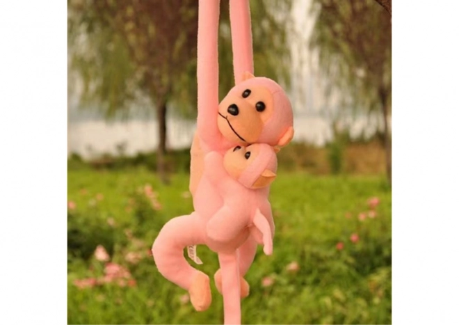 Plüschaffe mit Baby rosa 90 cm