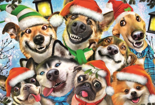 Houten puzzel Kerst honden 501 stukjes