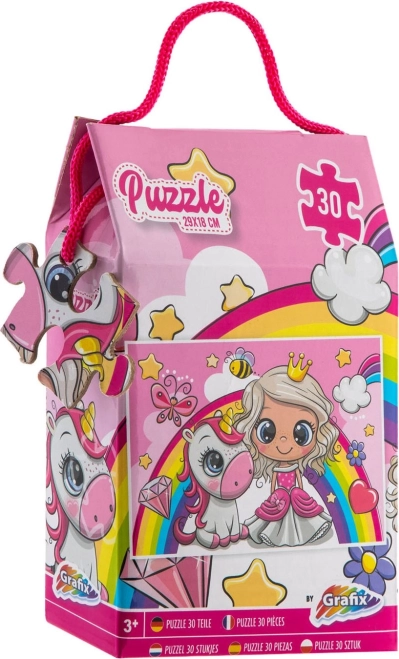 Puzzel 30 stukjes prinses en eenhoorn 29 × 18 cm