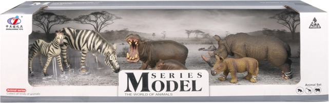 Animal World Figure Set – Zebras, Hippos and Rhinos