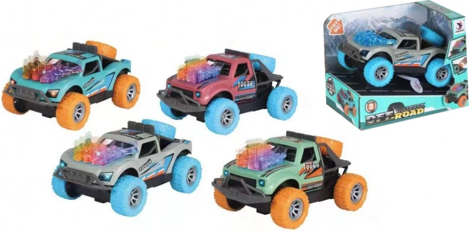 Terreinwagen met frictie-aandrijving met licht- en geluidseffecten