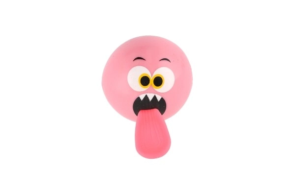 Bal met smiley en tong rubber 5cm op batterijen met licht 5 kleuren 12st in doos