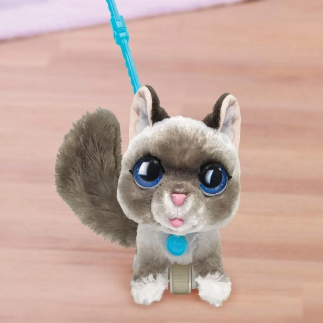 interactive kitten FURREAL Wag-A-Lot ragdoll on a leash