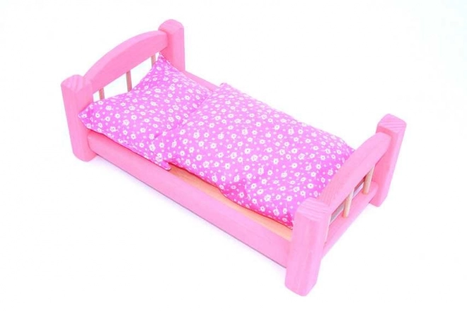 Houten poppenbed roze