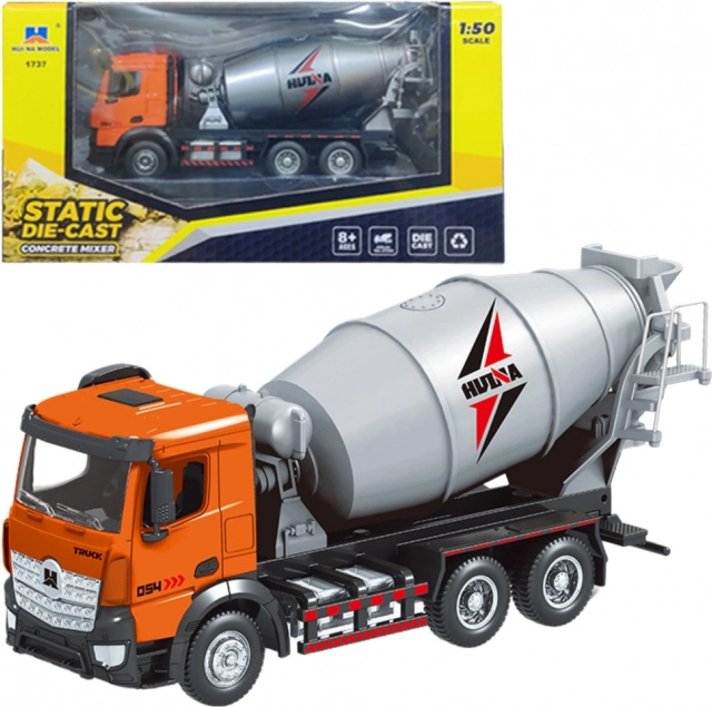 Metalen bouwmixermachine Huina oranje 1:50