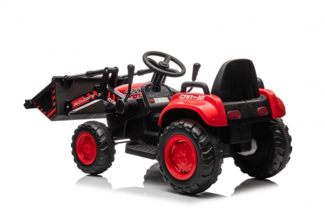Rode kindertraktor met oplaadbare batterij en schop