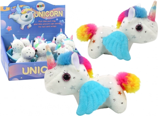 Aufziehbarer Plüsch-Einhorn, hüpfend – weiß