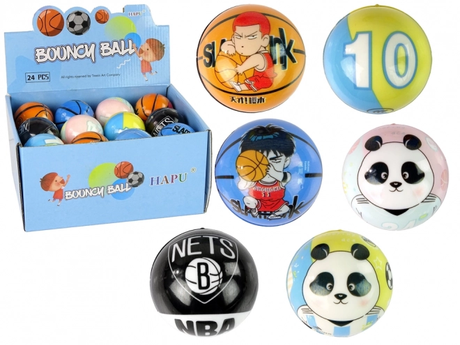 Kleurvolle bal met panda-illustratie voor kinderen 7 cm