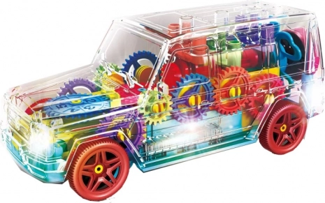 Carrosserie transparente avec engrenages visibles