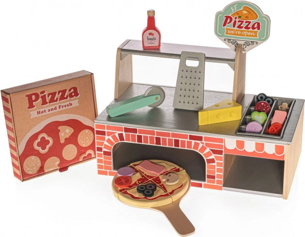 Set pizzeria en bois pour enfants