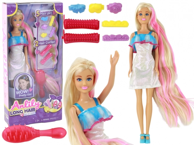 Lalce Anlily met lange blonde haren - stylingset