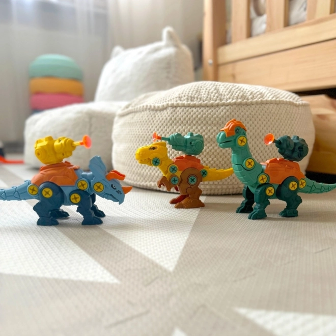 Woopie set dinosaurussen om te schroeven 3 stuks bouwset met koffer en boormachine met schroevendraaier