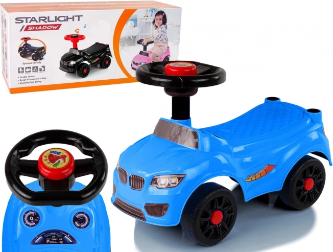 Blue Push-Along Toy with Horn