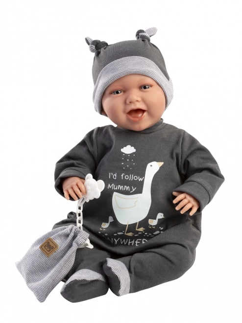 Llorens 74107 NEW BORN - realistische baby pop met geluiden en zacht stoffen lichaam - 42 cm