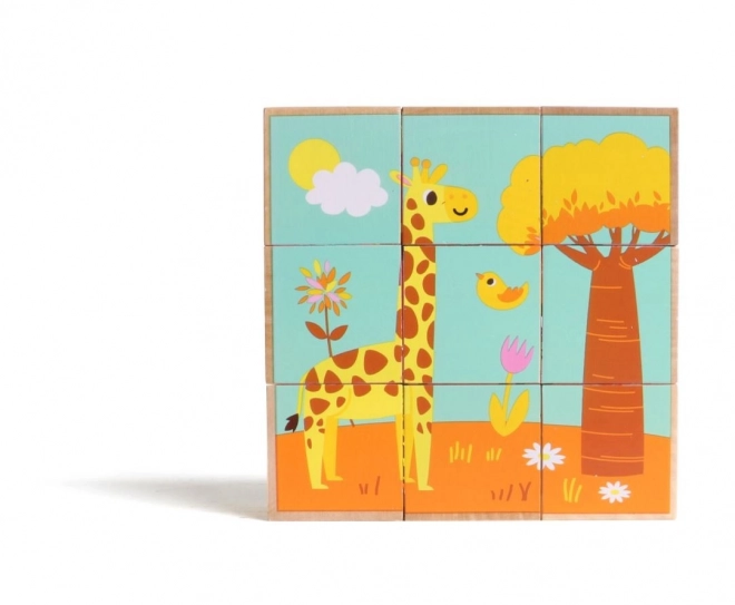Blocs en Bois Animaux Sauvages Colorés