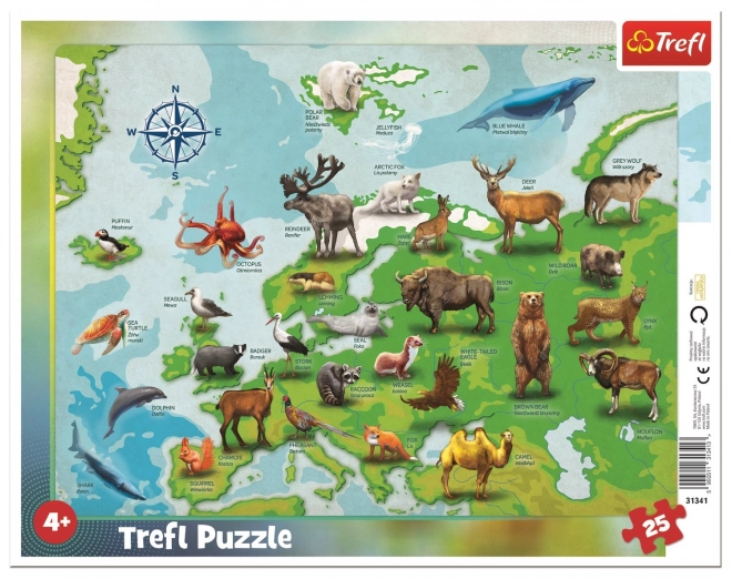 TREFL Puzzle Map of Europe with Animals 25 Pieces