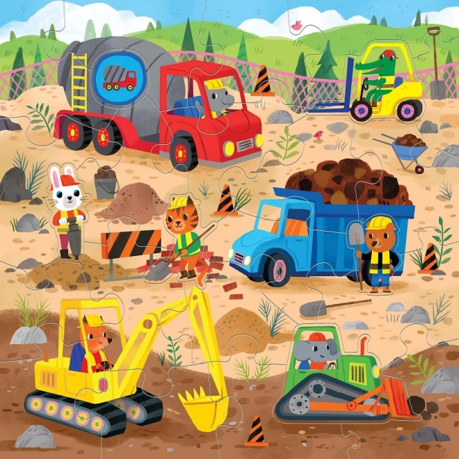 Mudpuppy Vloerpuzzel auto's op de bouwplaats 25 stukjes