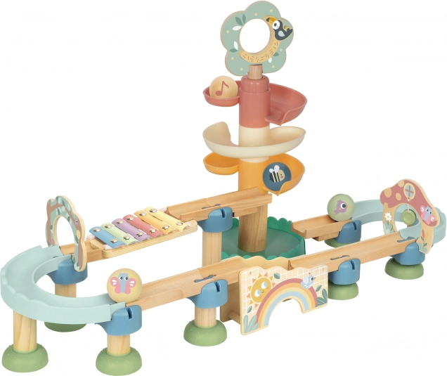 Holz-Kugelbahn mit Xylophon Tooky Toy 44 Stk.