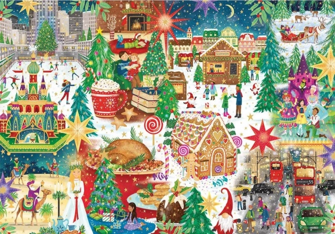 GIBSONS puzzel speciale gouden editie – Kerst over de hele wereld 500 stukjes
