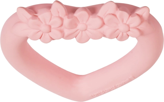 Anneau de dentition en caoutchouc naturel Cœur rose