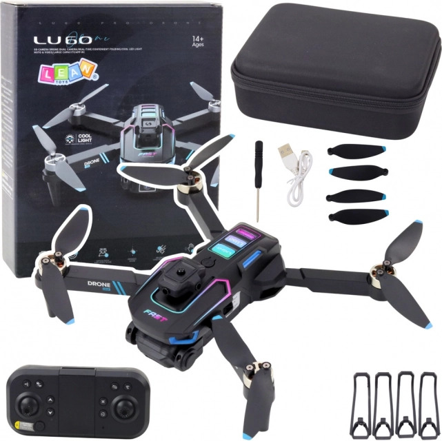 Drone LU60 met dubbele HD-camera en LED-verlichting zwart