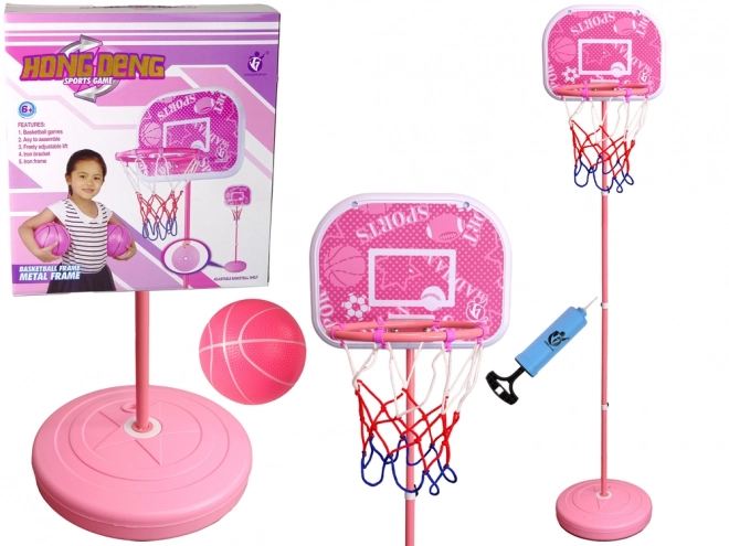 Roze basketbalset voor kinderen 170 cm