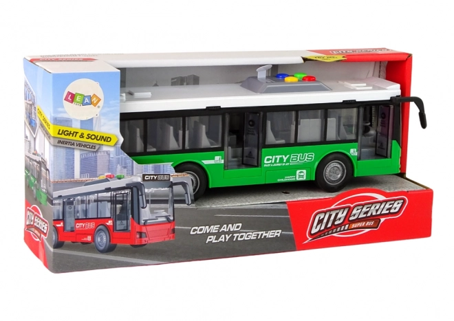 Interactieve groene bus op batterijen met frictieaandrijving 1:16 – Groen