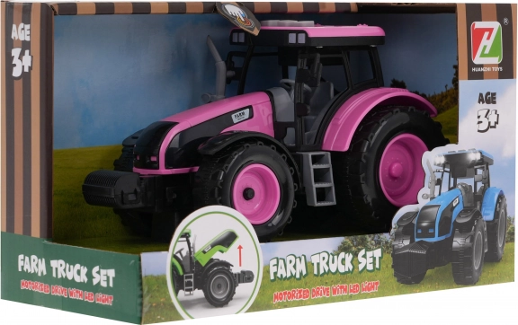 Interactive tractor for kids 3+ opening hood + sounds + LED lights pink